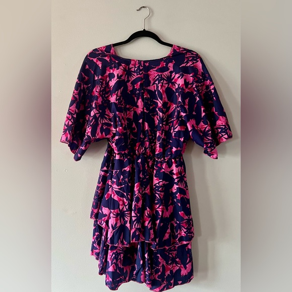 Navy and Hot Pink Floral Dress - Picture 3 of 3
